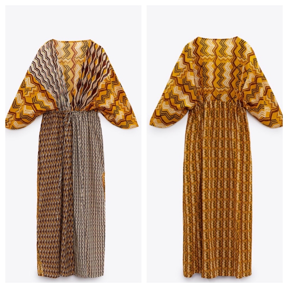 NWT Zara Ruched Printed Kaftan